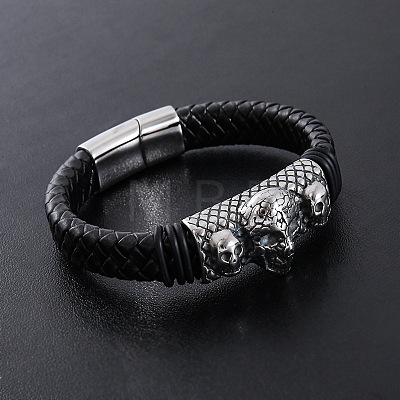 Punk Braided PU Leather Cord Bracelets JD5649-2-1