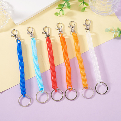 6Pcs Plastic Spiral Retractable Spring Coil Keychains KEYC-TA0004-83-1