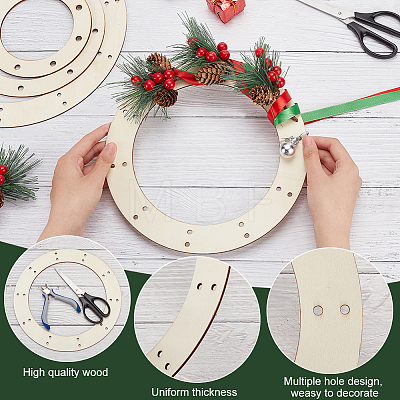 Fingerinspire 8Pcs 4 Styles Wreath Frames for Crafts WOOD-FG0001-33-1