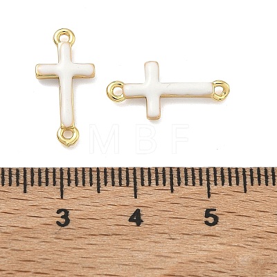Brass Enamel Religion Cross Links Connector Charms KK-D229-07G-03-1