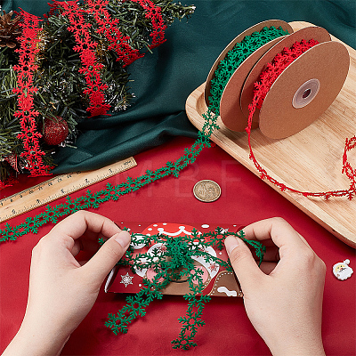2 Rolls 2 Colors Christmas Snowflake Felt Lace Trim OCOR-PH0003-94-1