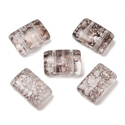 2-Hole Baking Paint Transparent Glass Beads GL-CBA5BF9-01B-1