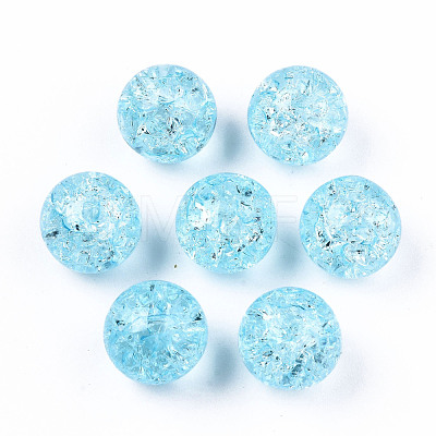 Transparent Crackle Acrylic Round Beads Strands X-CCG-R002-12mm-04-1