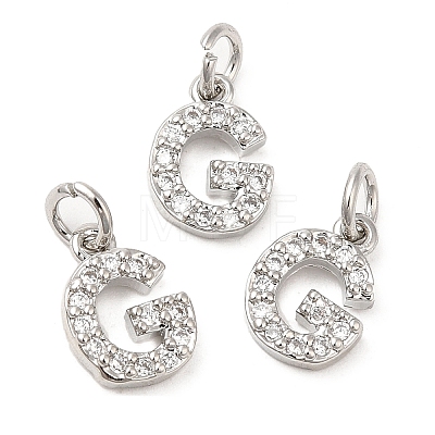 Brass Micro Pave Grade AAA Cubic Zirconia Charms ZIRC-P067-11P-G-NR-1