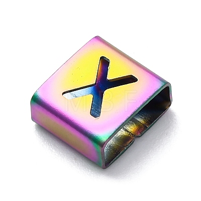 Ion Plating(IP) 304 Stainless Steel Square Slide Charms STAS-L132-15X-M-1