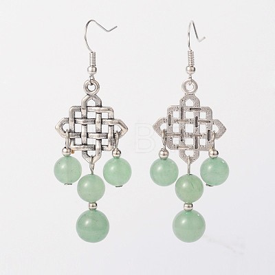 Dangling Tibetan Style Alloy Natural & Synthetic Mixed Stone Chandelier Earrings EJEW-JE01564-1