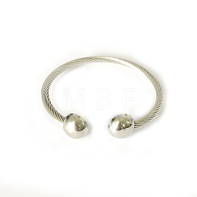 Tarnish Resistant 304 Stainless Steel Torque Bangles BJEW-N225-76P-1