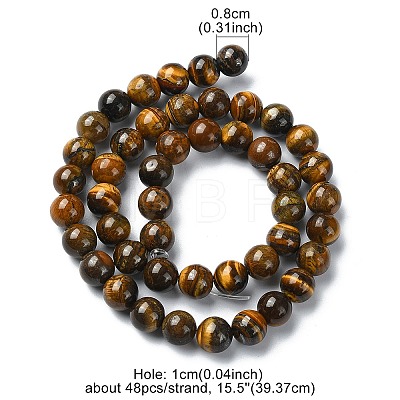 Natural Grade AB Tiger Eye Round Beads Strands G-YW0001-58B-1
