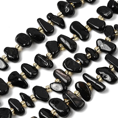Natural Black Tourmaline Beads Strands G-L649-A03-01-1
