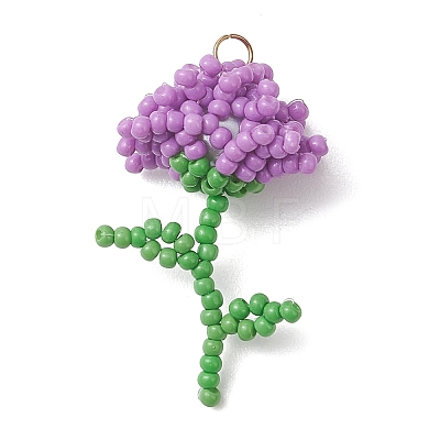 Glass Seed Beaded Flower Pendans PALLOY-MZ01224-01-1