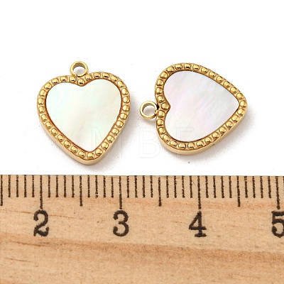 304 Stainless Steel Pave Shell Heart Charms STAS-L022-205G-1