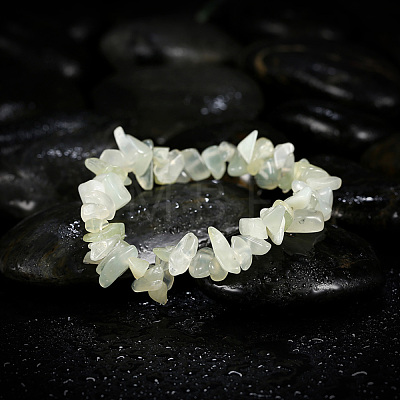 Natural New Jade Chips Stretch Bracelets BJEW-BB16534-A-1