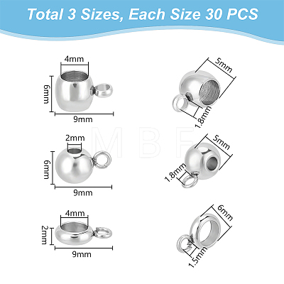 Unicraftale 90Pcs 3 Style 304 Stainless Steel Tube Bails STAS-UN0055-86-1