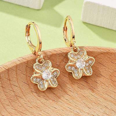 Brass Micro Pave Clear Cubic Zirconia Hoop Earrings for Women EJEW-G428-24G-01-1