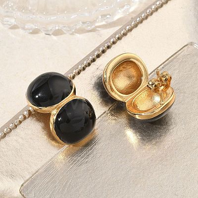 304 Stainless Steel Enamel Stud Earrings SA-CBA2696-32G-02-1
