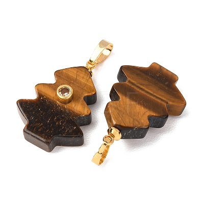 Natural Tiger Eye Pendants G-P628-04G-02-1