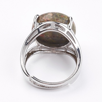 Adjustable Natural Unakite Finger Rings RJEW-F075-01F-1