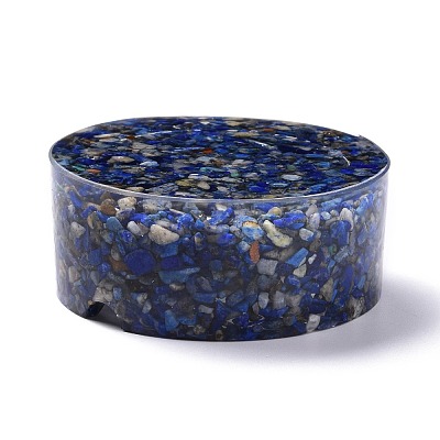 Resin with Natural Lapis Lazuli Chip Stones Ashtray DJEW-F015-01C-1