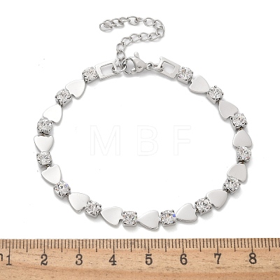 304 Stainless Steel Rhinestone Cup Chain Bracelets for Women BJEW-F488-26A-P-1