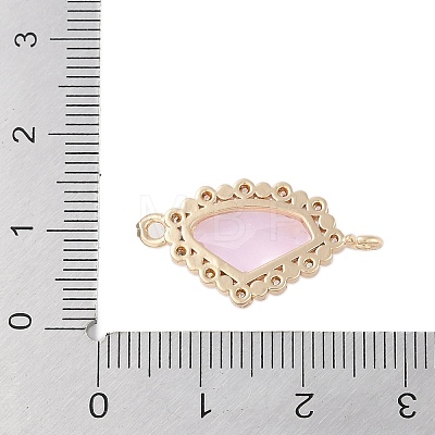 Golden Plated Brass Pave Clear Cubic Zirconia Connector Charms KK-L218-002G-04-1