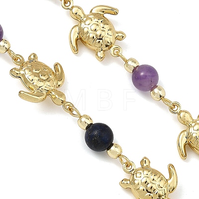 Natural & Synthetic Mixed Gemstone Handmade Round Beaded Chains AJEW-JB01653-01-1