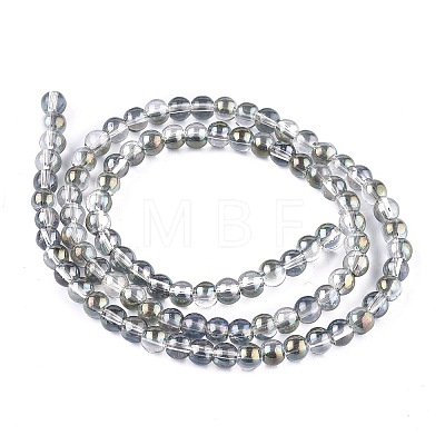 Full Rainbow Plated Round Electroplated Glass Beads Strands EGLA-I002-4mm-01-1