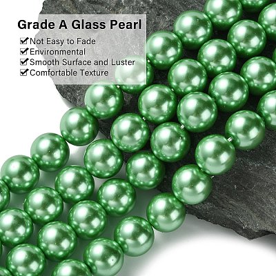 Eco-Friendly Glass Pearl Beads Strands HY-A008-12mm-RB008-1