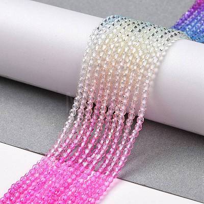 Transparent Gradient Color Glass Beads Strands GLAA-G101-2mm-11-1