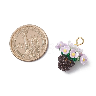 Resin Glass Seed Beaded Flower Pendants PALLOY-MZ01106-01-1