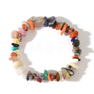 Natural Mixed Stone Chips Bead Stretch Bracelets for Women Men CI5318-14-1