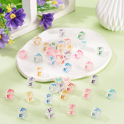 50Pcs Acrylic European Beads MACR-TADJ0001-13F-1