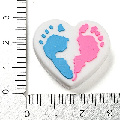 Heart with Footprint Food Grade Eco-Friendly Silicone Focal Beads SIL-K004-03-1