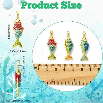 6Pcs 3 Styles Brass Enamel Pendants KK-CJ0005-59-1