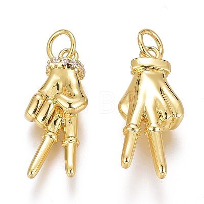 Brass Micro Pave Clear Cubic Zirconia ASL Pendants X-ZIRC-Z008-32G-1
