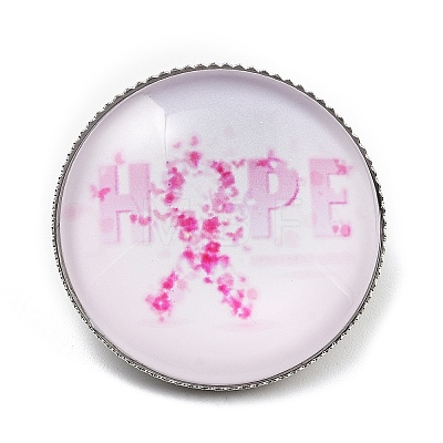 Breast Cancer Awareness Ribbon Glass Brooches JEWB-L019-01D-1