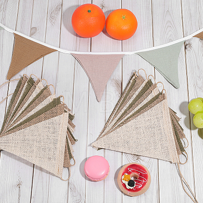 3Pcs 2 Styles Linen & Twine Pennant Flags Banners DIY-WR0005-42-1
