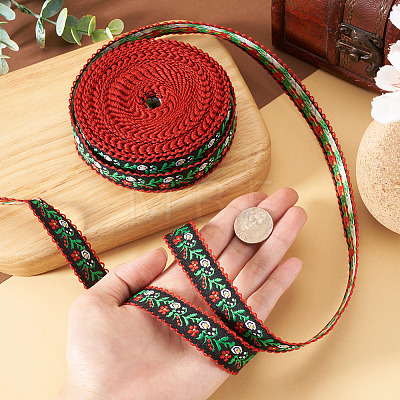 10Yards Polyester Flower Ribbon OCOR-TA0003-63B-1