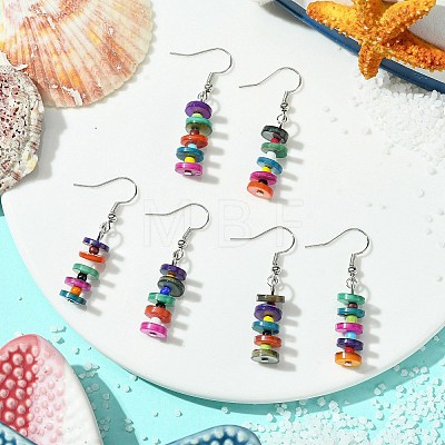 Dyed Shell Dangle Earrings EJEW-JE06083-1