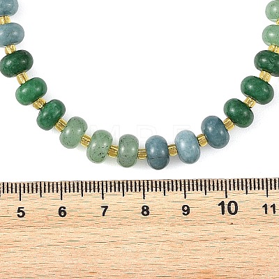 Gradient Dyed Natural White Jade Rondelle Beaded Necklaces with Glass Seed Beads for Women NJEW-JN06594-02-1