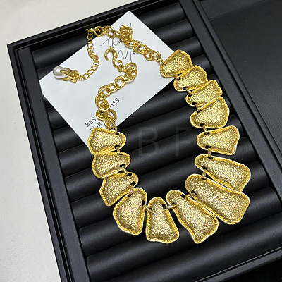 Vintage Alloy Textured Geometric Bib Necklaces for Women WGEA312-01-1