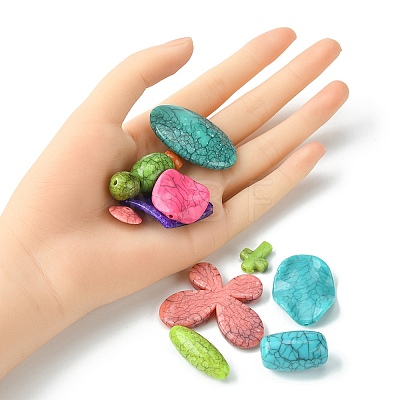 65Pcs 13 Style Crackle Opaque Acrylic Beads OACR-YW0001-64B-1