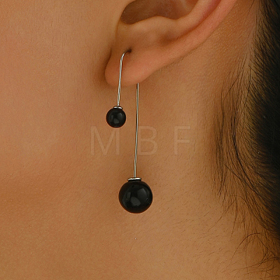 Stainless Steel Round Dangle Earrings ZA6944-1