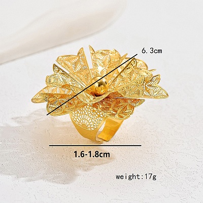 Luxurious Iron Hollow Flower Cuff Ring for Women's Wedding Party Accessories VZ5579-1