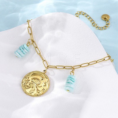 304 Stainless Steel Cable Chain Charm Bracelets BJEW-L708-02G-1
