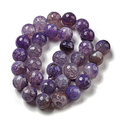 Faceted Natural Dragon Veins Agate Beads Strands G-F447-12mm-L04-1