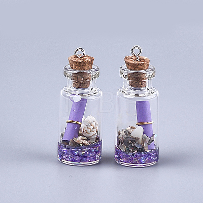 Glass Wishing Bottle Pendant Decorations GLAA-S181-02A-1