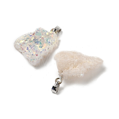 Electroplated Raw Rough Natural Druzy Agate Pendants G-H084-07P-02-1