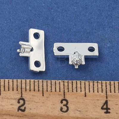 Brass Clear Cubic Zirconia Spacer Bars ZIRC-F141-06S-1