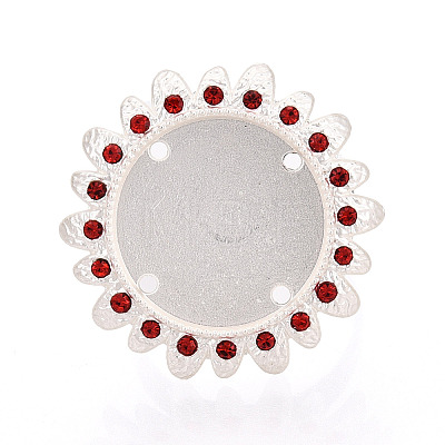 Adjustable Flower Alloy & Iron Rhinestone Bezel Cup Ring Base with Rotatable Tray MAK-T012-09S-1