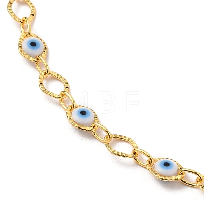 Brass Horse Eye Link Chain Necklaces NJEW-JN03161-02-1
